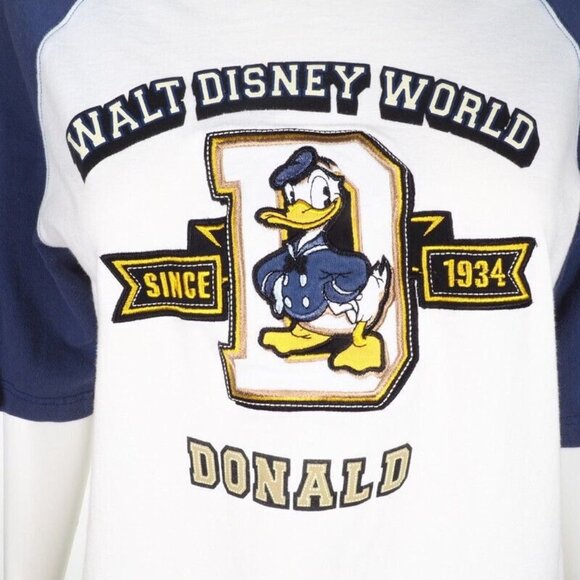 Vintage Walt Disney Small Donald Duck 1934 Baseball Tee Blue Raglan Sleeves - Picture 2 of 10